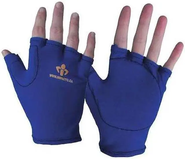 Alt view image 2 of 2 - Impacto Impact Gloves,L,Bl/Yllw,Fingerless,Left  50220110041