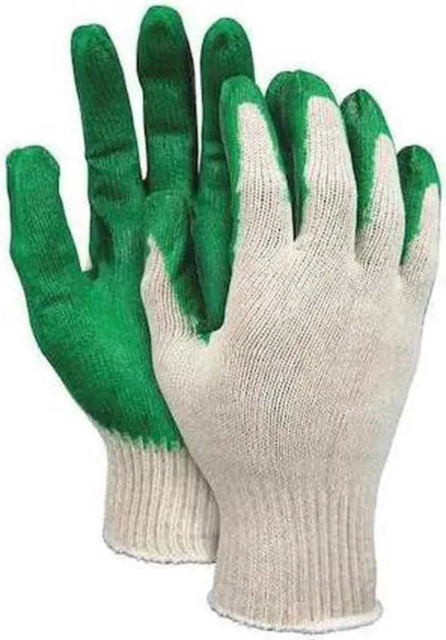 Main image of MCR SAFETY 9681L Latex Coated Gloves, Palm Coverage, White/Green, L, 12PK