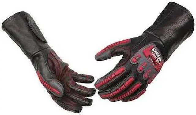 Alt view image 5 of 6 - Lincoln Electric Welding Gloves,  5" Gauntlet Cuff Black/Red   K3109-M