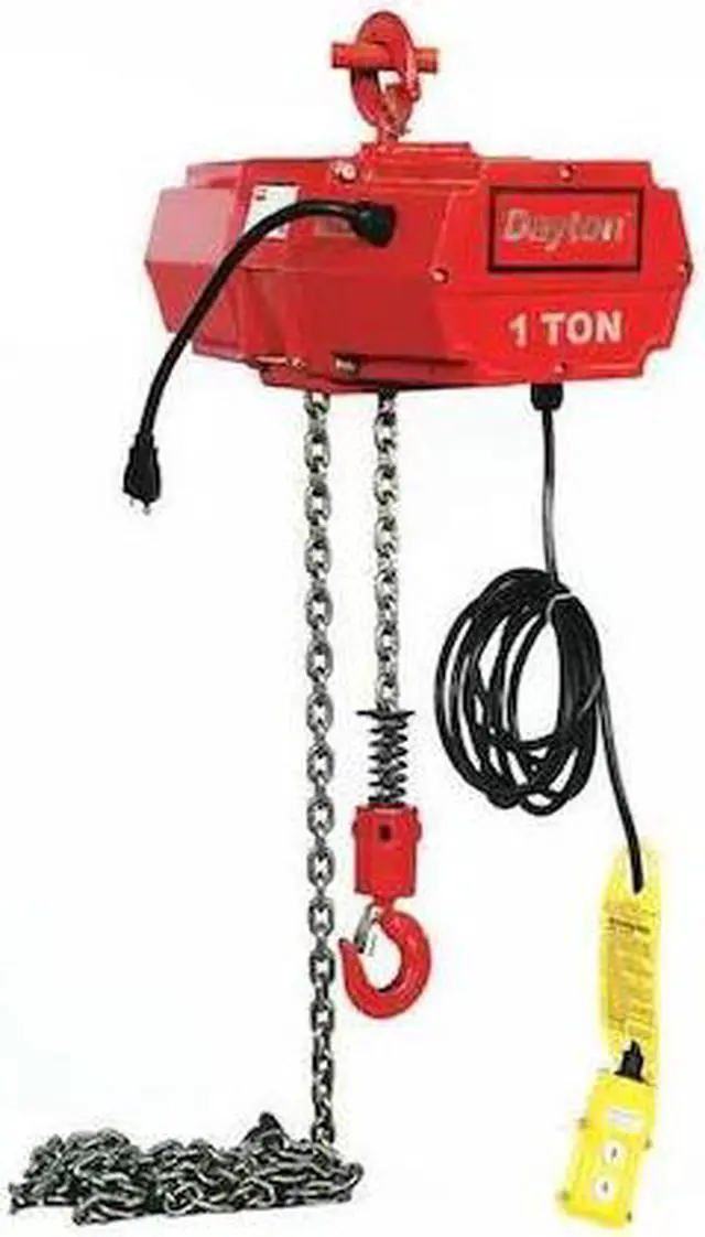 Alt view image 2 of 2 - DAYTON 2GXH5 Electric Chain Hoist, 2,000 lb, 20 ft, Hook Mounted - No Trolley,