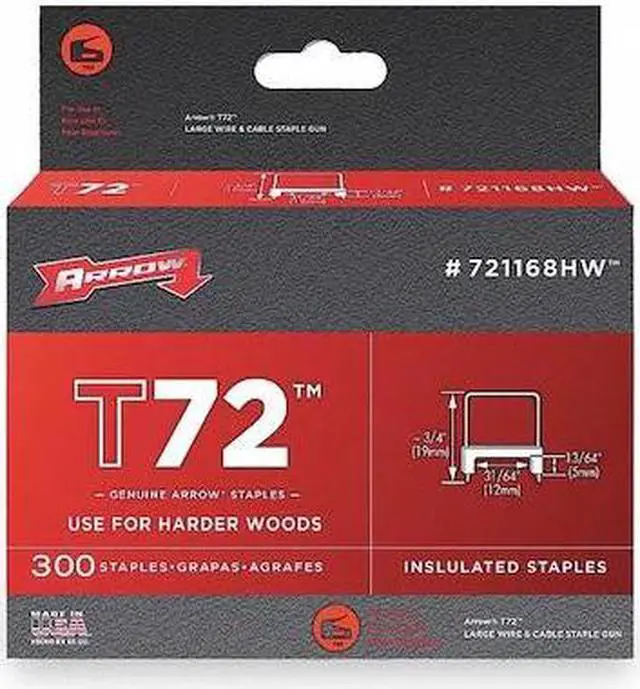 Alt view image 2 of 7 - Arrow Fastener 721168HW T72 31/64 Inch (12mm) Natural Staples, 300/Pk