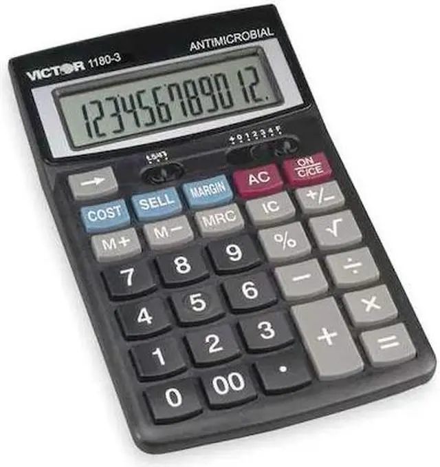 Alt view image 3 of 16 - Victor 1180-3A Antimicrobial Desktop Calculator 12-Digit LCD 11803A