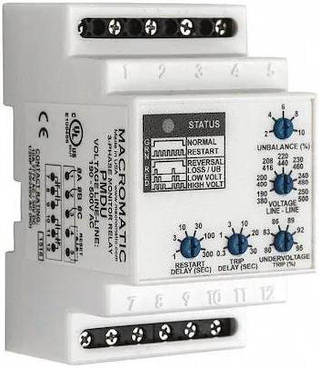 Alt view image 2 of 3 - MACROMATIC PMDU 3 Phase Monitor Relay,DPDT,500VAC,0 Pin