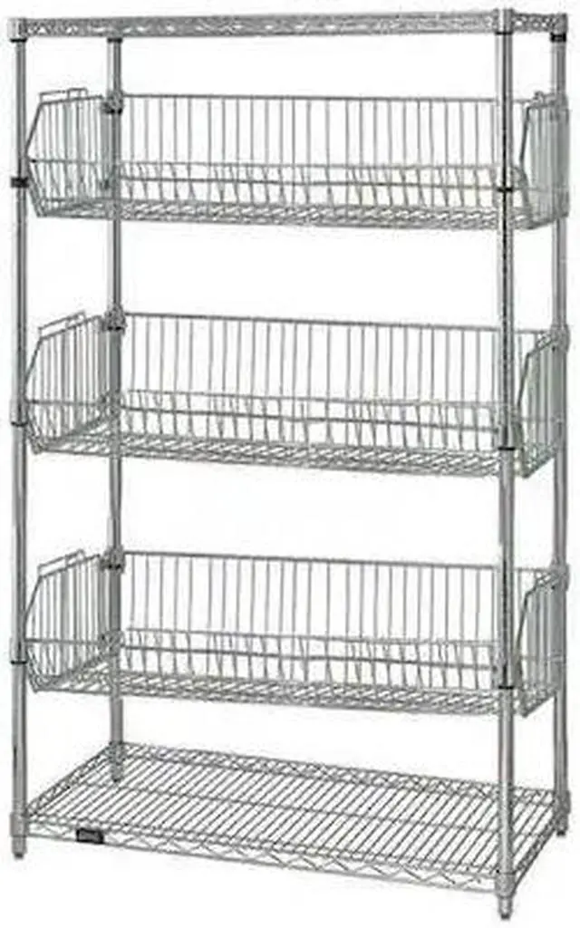 Main image of ZORO SELECT 45VY05 Wire Shelving Unit, 24"D x 48"W x 63"H, 2 Shelves, Chrome