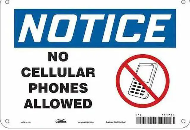 Main image of CONDOR 451P27 Safety Sign Cell Phone, 7 in H, 10 in W, Aluminum, Vertical