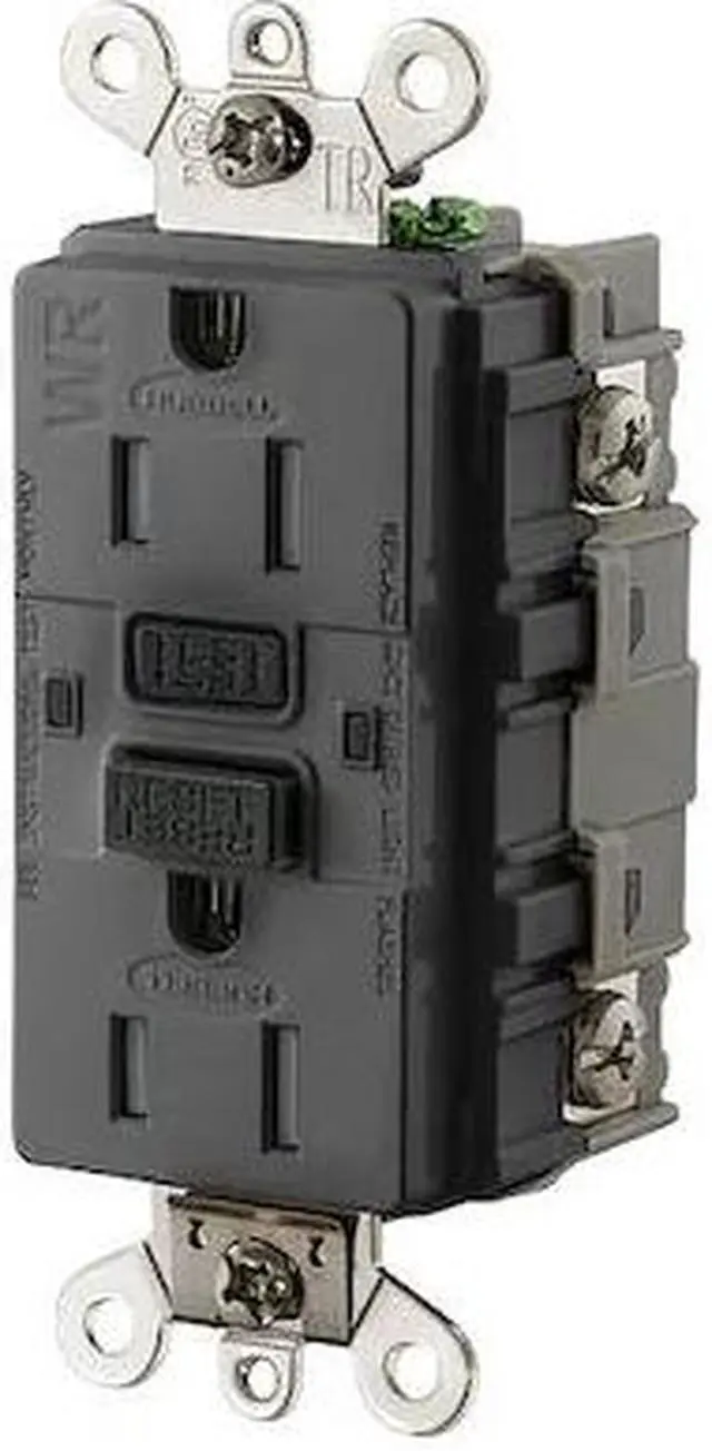 Alt view image 2 of 2 - HUBBELL WIRING DEVICE-KELLEMS GF5262SGBK GFCI Receptacle,15A,125VAC,5-15R,Black