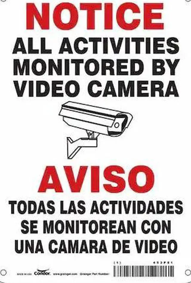 Main image of CONDOR 453P81 Security Sign, 10 in H, 7 in W, Aluminum, Horizontal Rectangle,