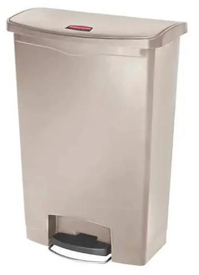 Alt view image 7 of 11 - Rubbermaid - FG1883552 - Slim Jim Resin Step-On Container, Front Step Style, 24 gal, Beige