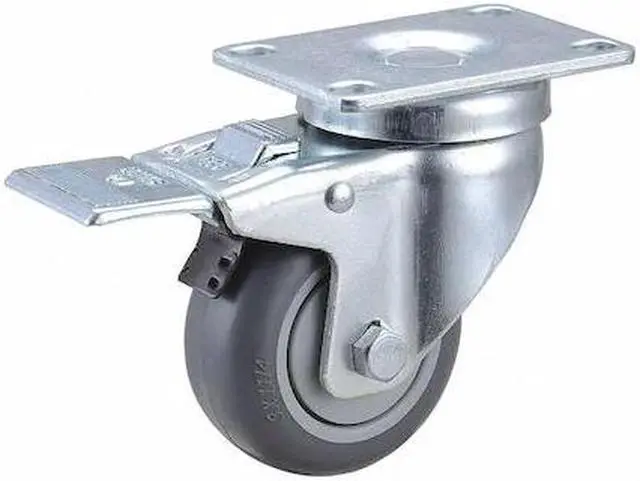 Alt view image 3 of 5 - ZORO SELECT 2G035 Swivel Plate Caster w/Total-Lock,TPR,3 in,210 lb