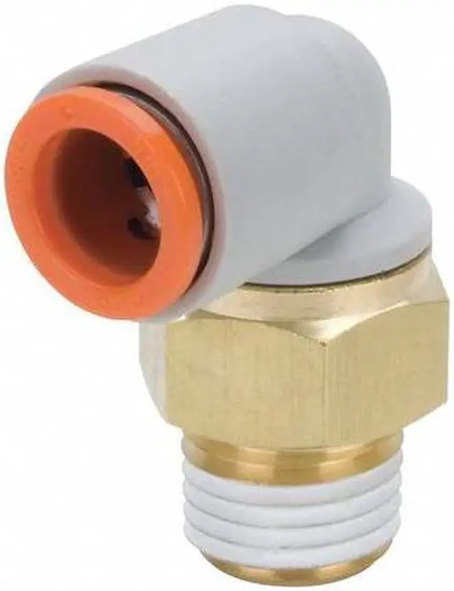 Alt view image 2 of 2 - SMC KQ2L11-35AS Push-Fit Elbow Fitting, Push-to-Connect x MNPT, 3/8 in Tube OD,