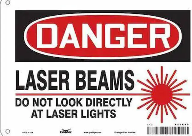 Main image of CONDOR 451R49 Laser Warning Sign, 7 in H, 10 in W, Aluminum, Vertical