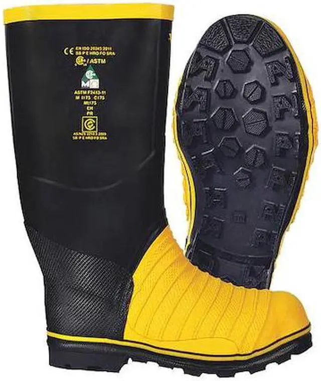 Alt view image 2 of 2 - VIKING VW49T-15 Size 15 Unisex Steel Rubber Boot, Black/Yellow