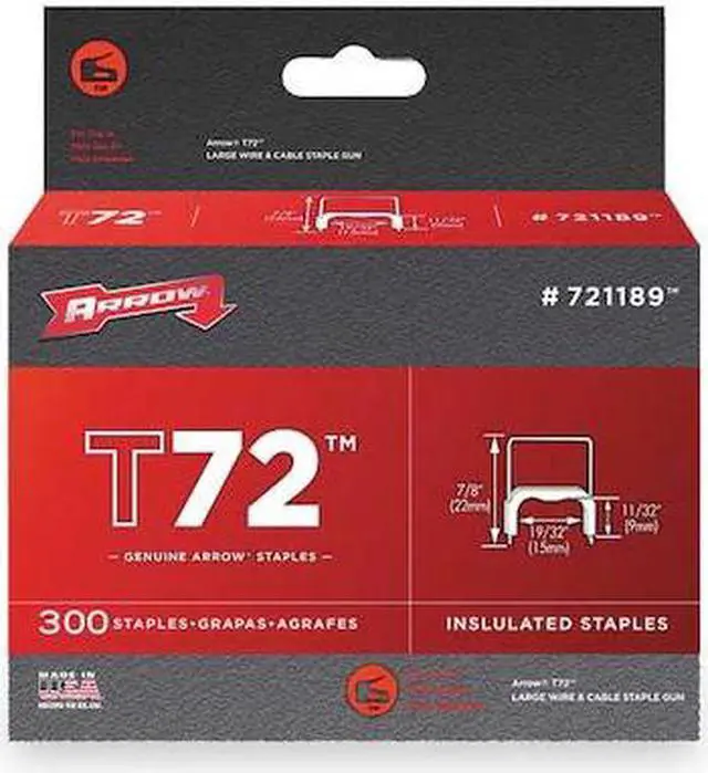 Alt view image 7 of 8 - Arrow Fastener 721189 11/32" x 19/32" T72 Insulated Staples