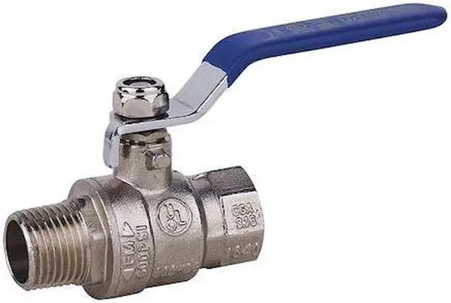 Main image of ZORO SELECT G-MPC-50 1/2" FNPT x MNPT Chrome Brass Ball Valve Inline