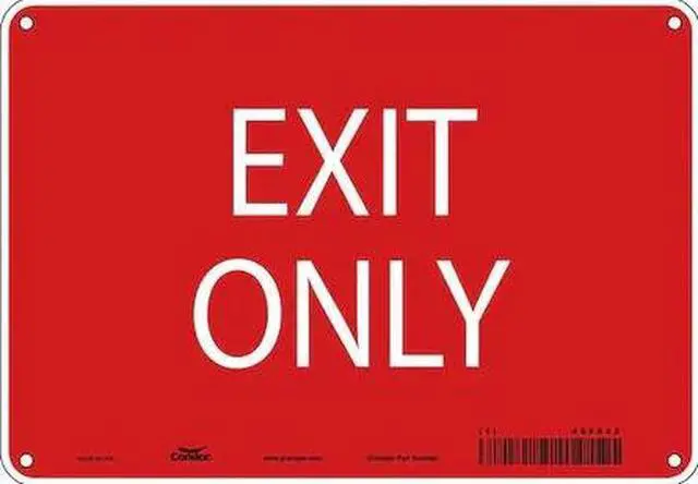 Main image of CONDOR 486X52 Exit Sign, Aluminum, 10" W, 7" H, Exit Only, Red