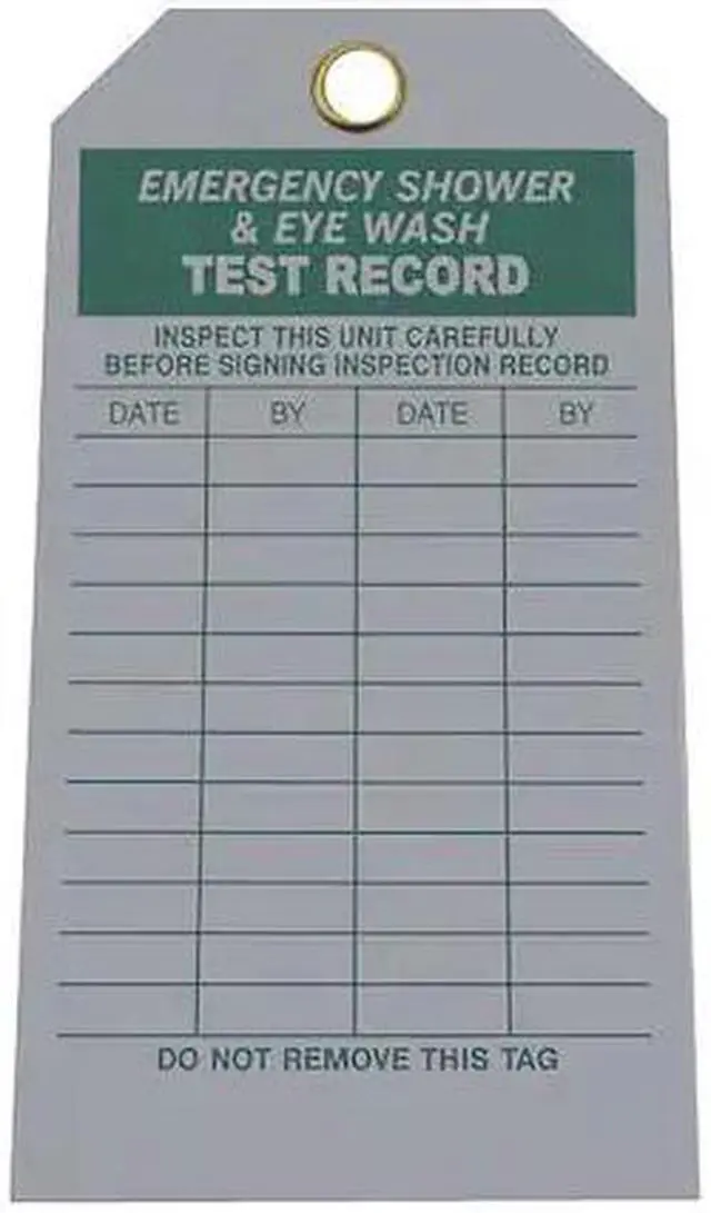 Main image of ZORO SELECT 8NC19 Tag, Emergency Shower & Eye Wash Test, Cardstock, 5 3/4 in H