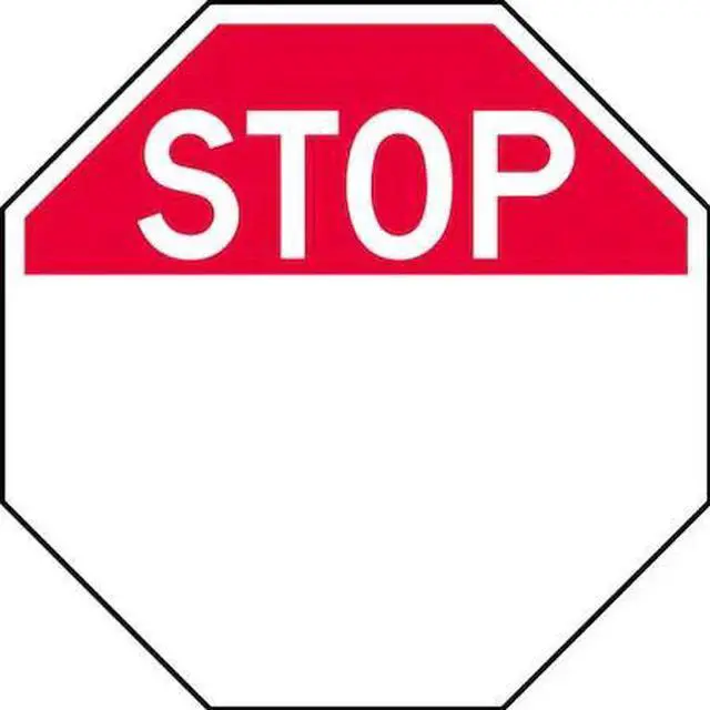Main image of LYLE ST-100-12HA Stop Sign, 12" W, 12" H, Recycled Aluminum, Red, White