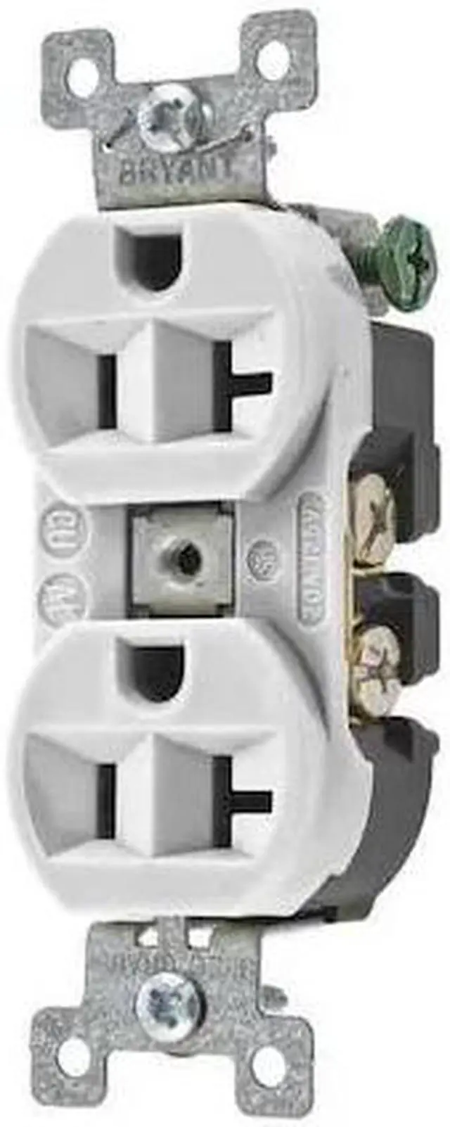 Alt view image 2 of 2 - BRYANT 5362BW Straight Blade Receptacle, 5-20R, 20 A, 125V AC, 2 Pole, 3 Wire,