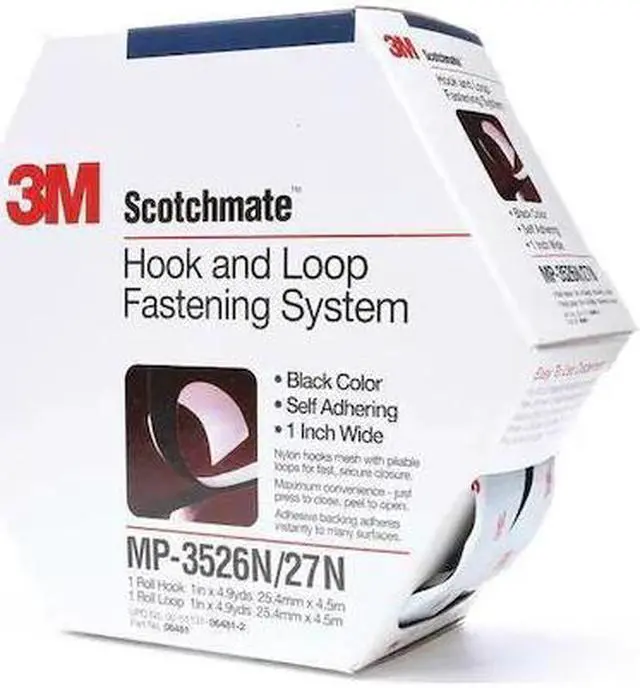 Alt view image 2 of 7 - SCOTCHMATE MP3526N/MP3527N 1" W x 15' L Hook-and-Loop Black Reclosable Adhesive