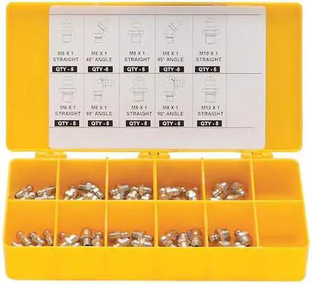 Main image of Westward Grease Fitting Kit, Metric Tapered, PK50   52NZ93