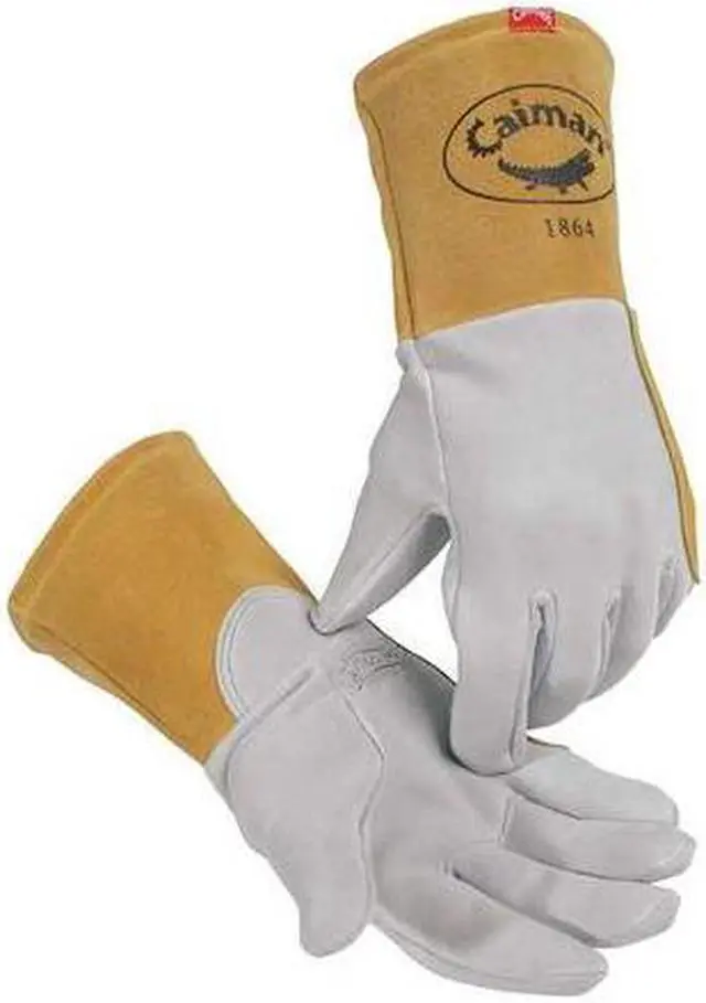 Alt view image 2 of 2 - CAIMAN 1864-5 Glove,Welding,13 In L,Gray and Gold,L,Pr