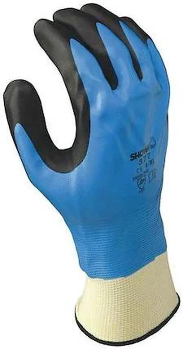 Alt view image 2 of 2 - SHOWA 377XL-09-V Coated Gloves, Nitrile, Sandy, Full, Not Rated Abrasion Level,