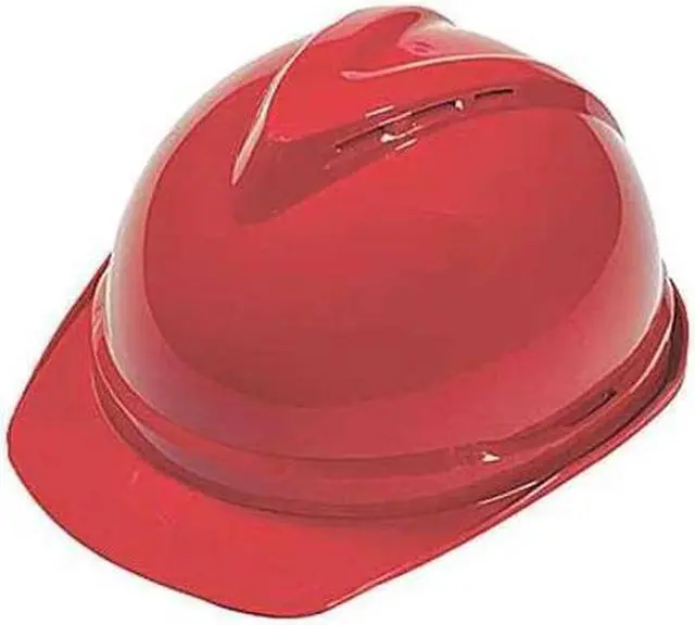 Alt view image 2 of 7 - MSA 10034031 V-Gard Hard Hat,FrtBrim,Slotted,6Rtcht,Red