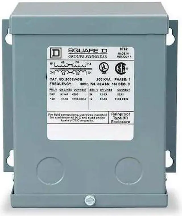 Main image of SQUARE D 500SV46B Buck Boost Transformer, 500 VA, NEMA 3R, 80°C, 16/32V AC,