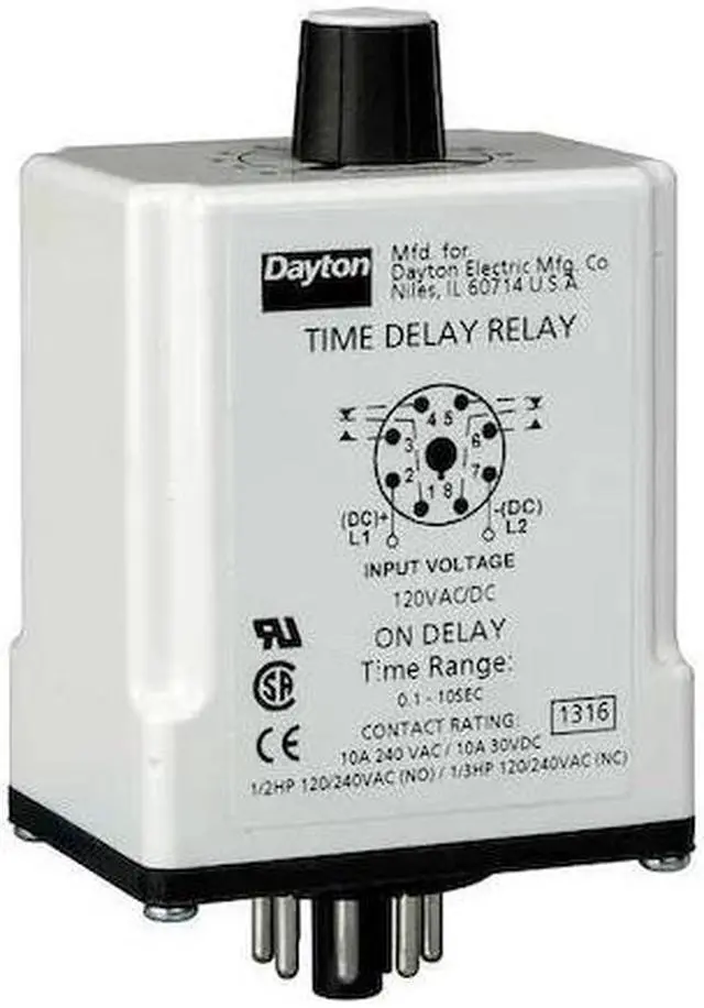 Main image of DAYTON 24EP20 Single Function Time Delay Relay, Octal, On Delay, 1 Functions