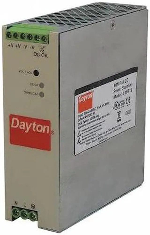 Main image of DAYTON 33NT12 DC Power Supply, 90/264V AC, 120 W, 5 A, DIN Rail