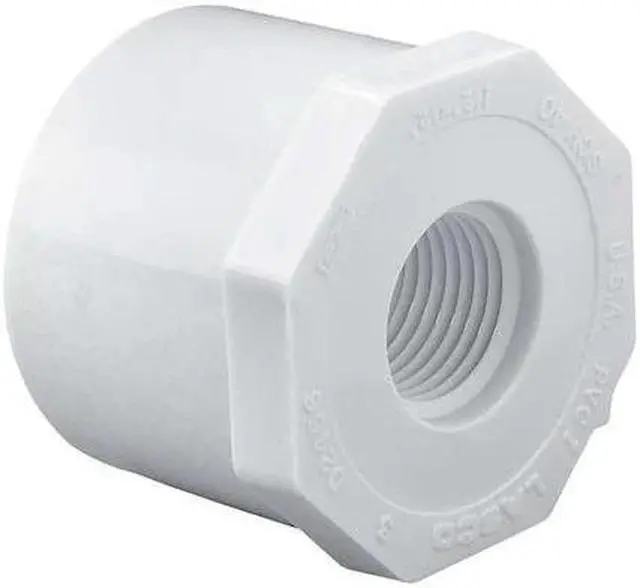 Main image of ZORO SELECT 438209 PVC Reducing Bushing, Spigot x FNPT, 1 1/2 in x 1/2 in Pipe