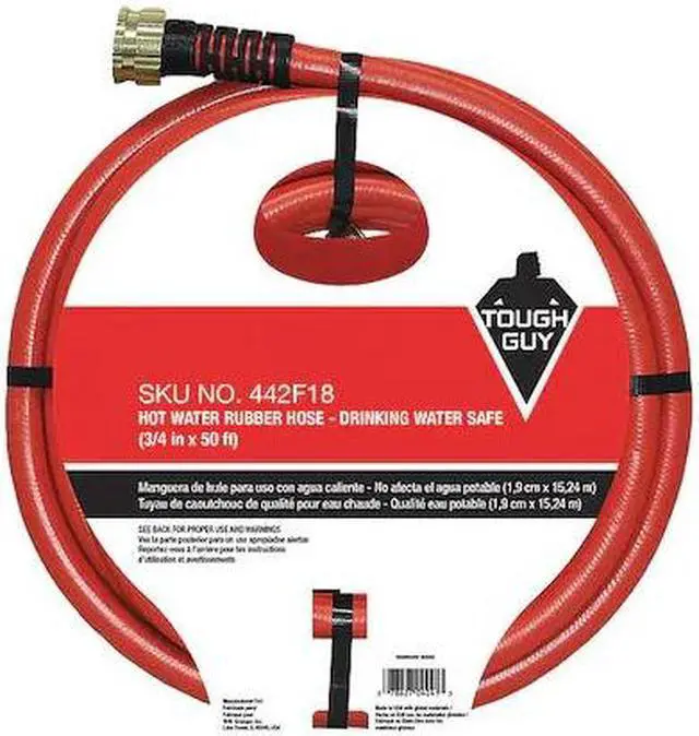 Main image of ZORO SELECT 442F18 3/4 in ID x 50 ft L Water Hose, Rubber Tube, Red, Aluminum x