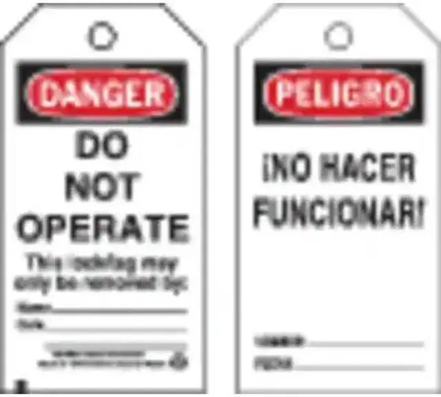 Main image of BRADY 65440 Danger Bilingual Tag,5-3/4 x 3 In,PK25