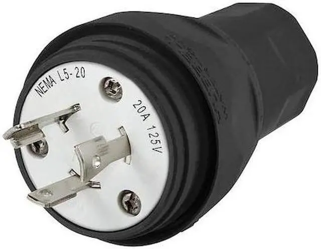 Main image of HUBBELL WIRING DEVICE-KELLEMS HBL26W47BK Watertight Locking Plug, L5-20P, 20 A,