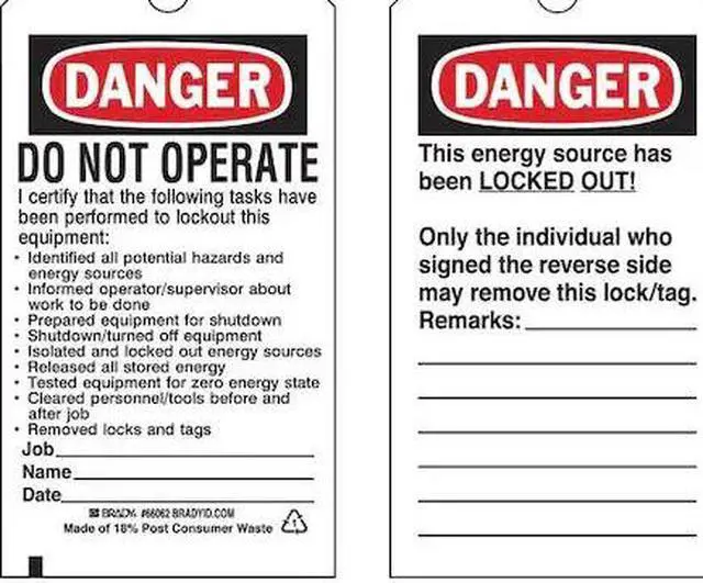 Main image of BRADY 65450 Danger Tag, Danger, Cardstock, 3 in Width, 5 3/4 in Height, Write