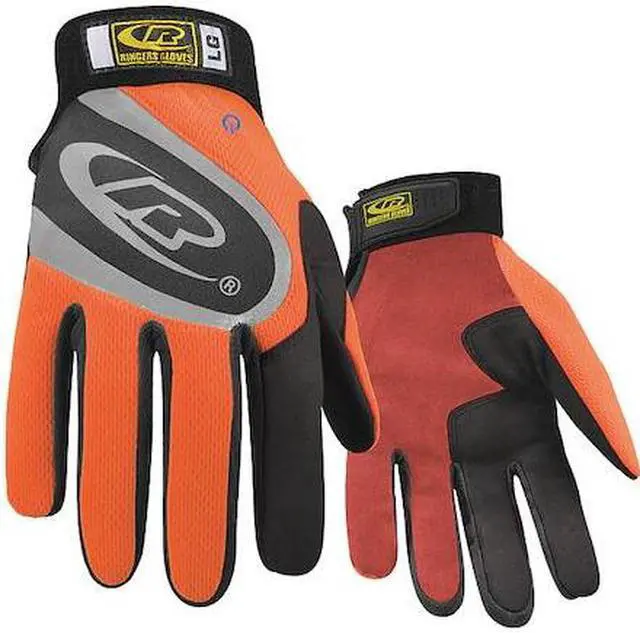 Alt view image 2 of 2 - RINGERS GLOVES 136-11 Mechanics Gloves, XL, Orange, Reinforced Split Palm, Mesh