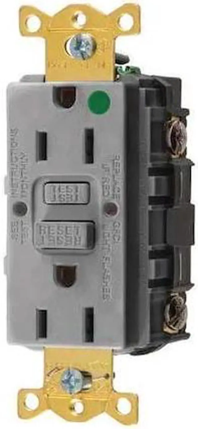Alt view image 2 of 3 - HUBBELL WIRING DEVICE-KELLEMS GFR82GRY GFCI Receptacle, 15A, 125VAC, 5-15R, Gray