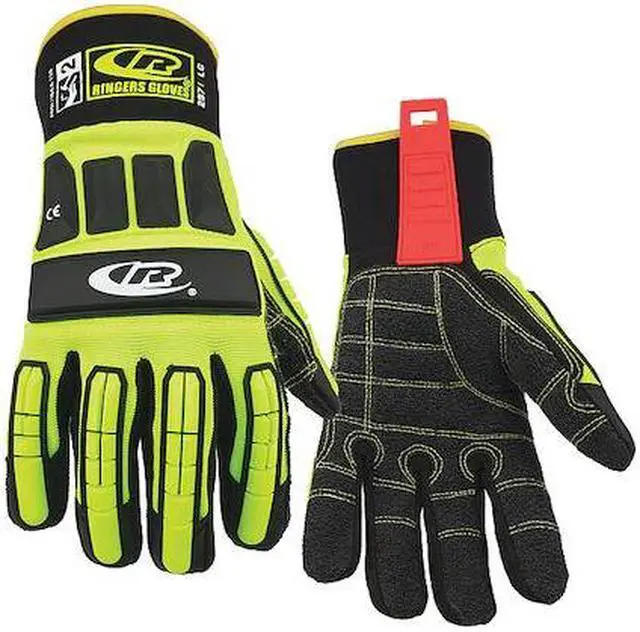 Alt view image 3 of 3 - RINGERS GLOVES 297-10 Ringers R297 Hi-Vis Cut-Resistant Impact Gloves,