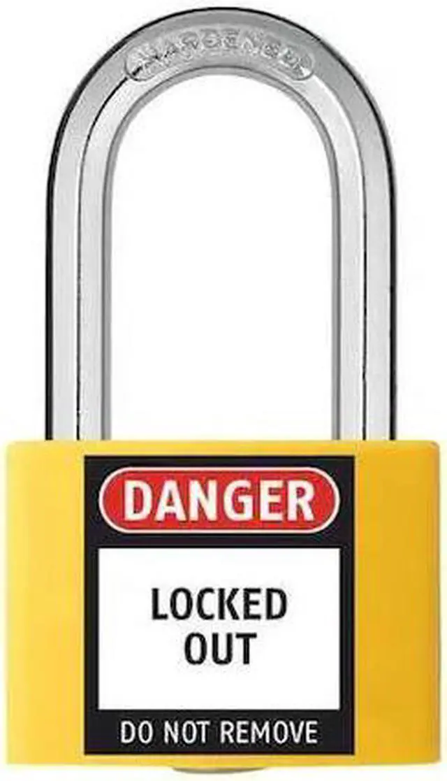 Main image of ZORO SELECT 48JR45 Lockout Padlock, Keyed Alike, Aluminum, Yellow, 1 7/16 in