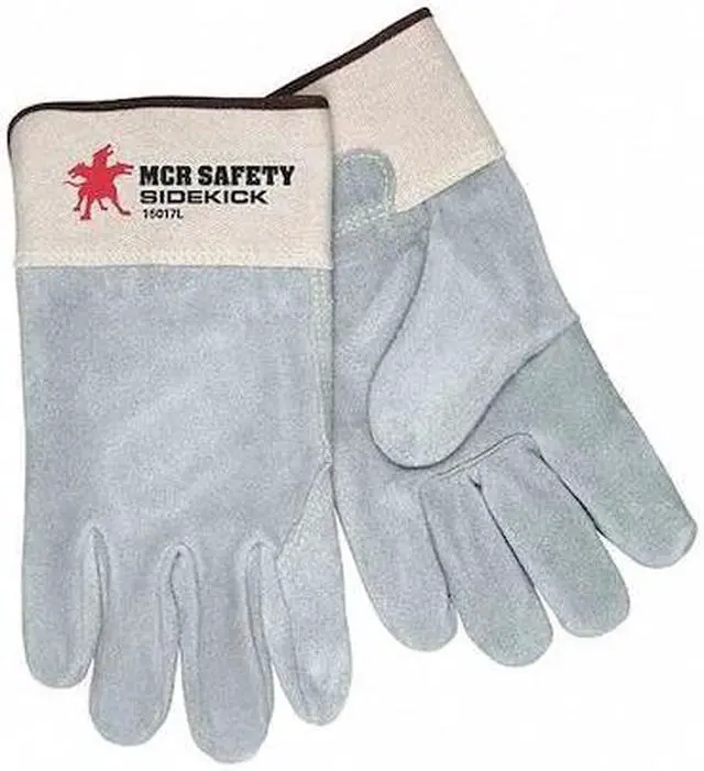 Main image of MCR SAFETY 16017L Leather Gloves, Cowhide, Safety Cuff, Wing Thumb, Full