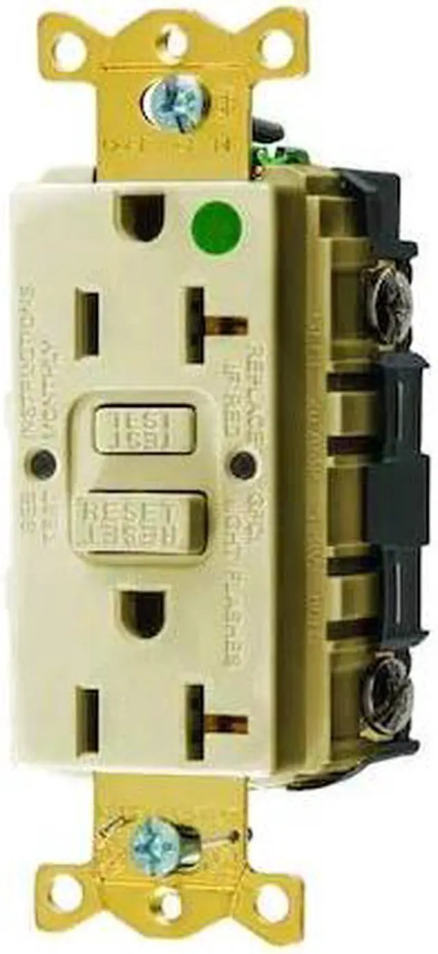 Alt view image 3 of 3 - HUBBELL WIRING DEVICE-KELLEMS GFR83I GFCI Receptacle, 20A, 125VAC, 5-20R, Ivory