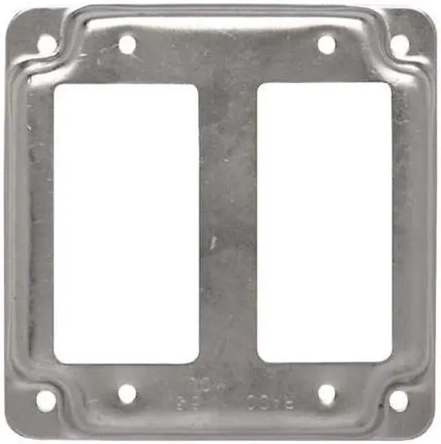 Alt view image 6 of 11 - RACO 809C Box Cover, Square Box Type, 2 Gang, Galvanized Steel, GFCI Receptacle