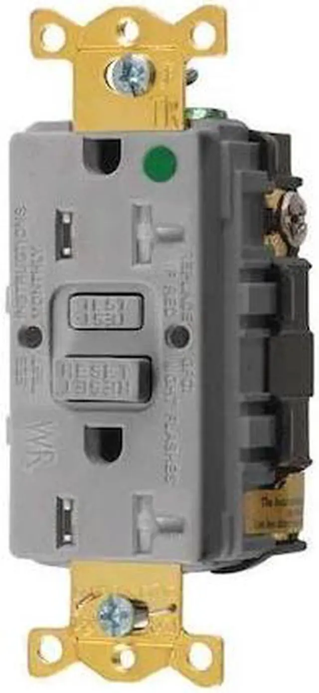 Alt view image 2 of 3 - HUBBELL WIRING DEVICE-KELLEMS GFRTW83GRY GFCI Receptacle, 20A, 125VAC, 5-20R,
