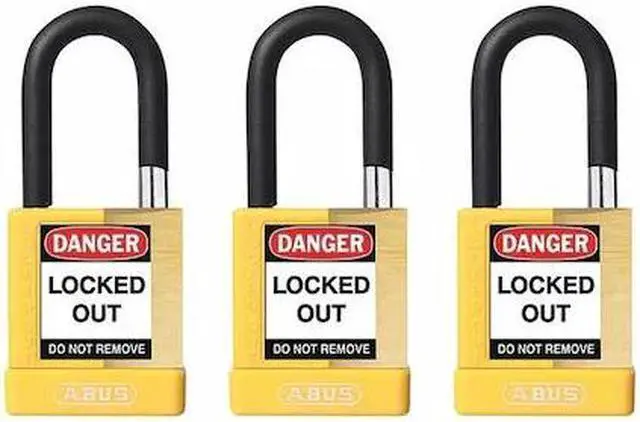 Alt view image 2 of 2 - Abus Alike-Keyed Padlock, Open Shackle Type, 1-1/2" Shackle Height, Yellow 20074