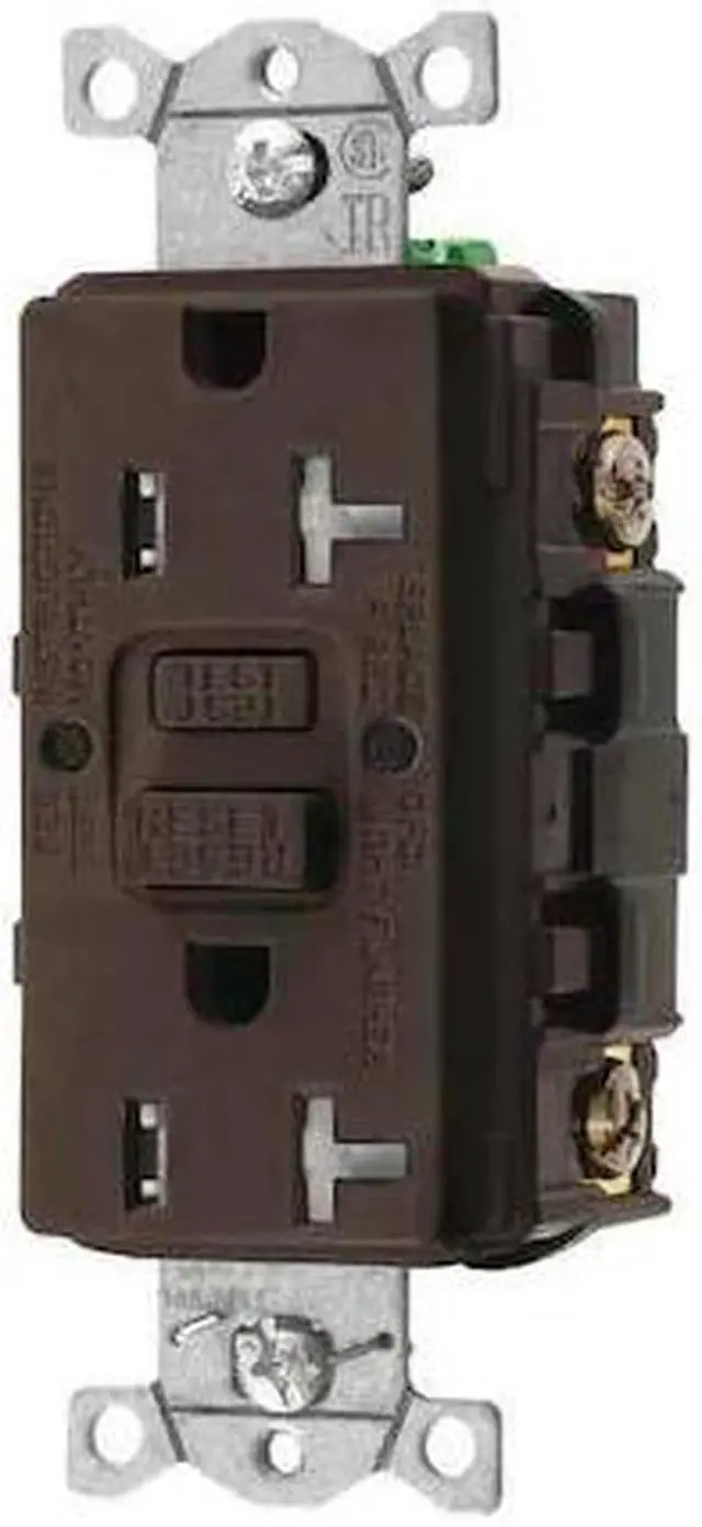 Alt view image 2 of 2 - HUBBELL WIRING DEVICE-KELLEMS GFRTR20 GFCI Rceptcle, Commer., Brwn, 20A, 1 HP