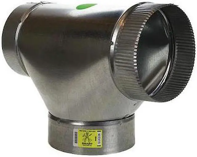 Alt view image 2 of 3 - GREENSEAM GRFTJ4GA26 Round Duct Tee, 4 in Duct Dia, Galvanized Steel, 26 ga GA,