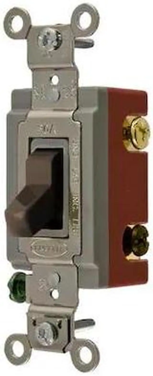 Alt view image 3 of 3 - HUBBELL WIRING DEVICE-KELLEMS HBL1223 Wall Switch, 3-Way, 120/277V, 20A, Brn,
