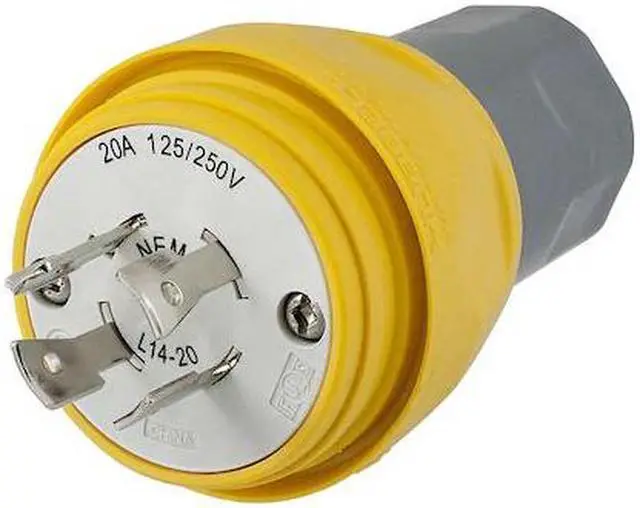 Alt view image 3 of 3 - HUBBELL WIRING DEVICE-KELLEMS HBL26W74 Watertight Locking Plug, L14-20P, 20 A,