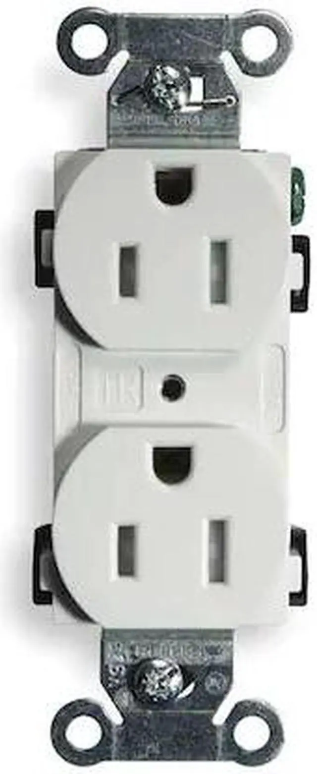Alt view image 2 of 3 - HUBBELL WIRING DEVICE-KELLEMS BR15WHITR Straight Blade Receptacle, 5-15R, 15 A,