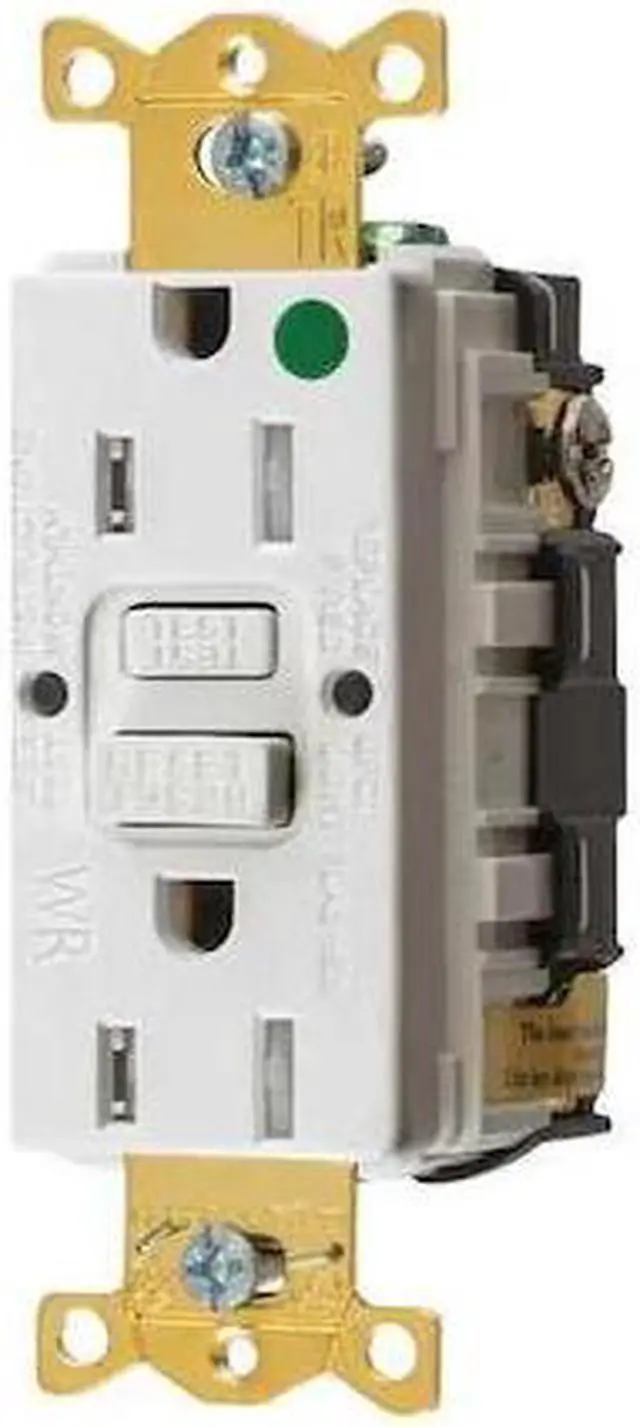 Main image of HUBBELL WIRING DEVICE-KELLEMS GFRTW82W GFCI Receptacle, 15A, 125VAC, 5-15R,